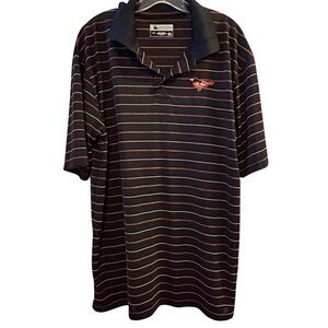 Guinuine Merchandise MLB Baltimore Orioles Men's Striped Polo Shirt Black Size L